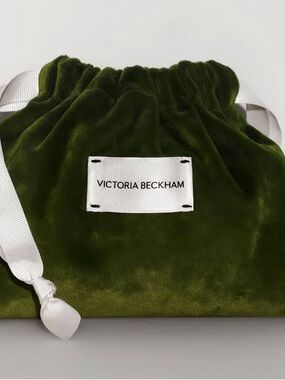 Victoria Beckham Velvet Pochette - green velvet pouch